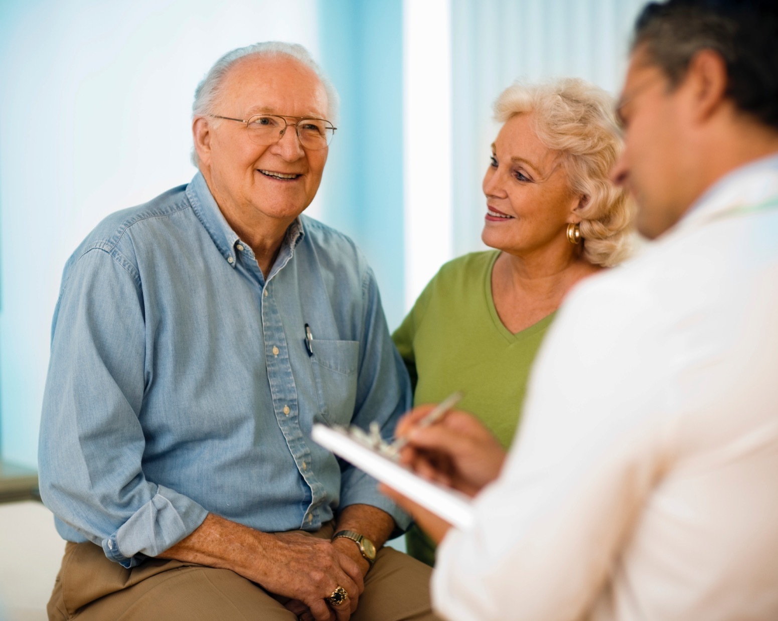 Doctor and patient discussing about prostate cancer.